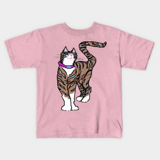 A Tabby Cat with Blue Eyes Kids T-Shirt